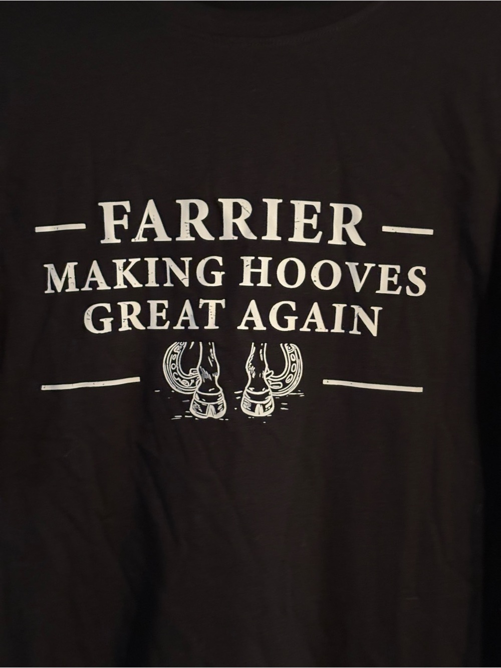 Farrier "Making Hooves Great Again" Black Graphic Tee XL